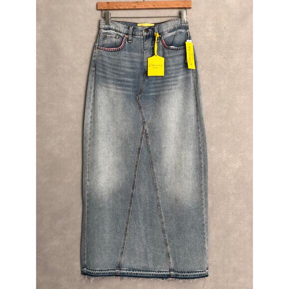 Circus NY by Sam Edelman Teen's Size 25 Mid Rise Back Slit Denim Maxi Skirt NEW - Picture 1 of 10